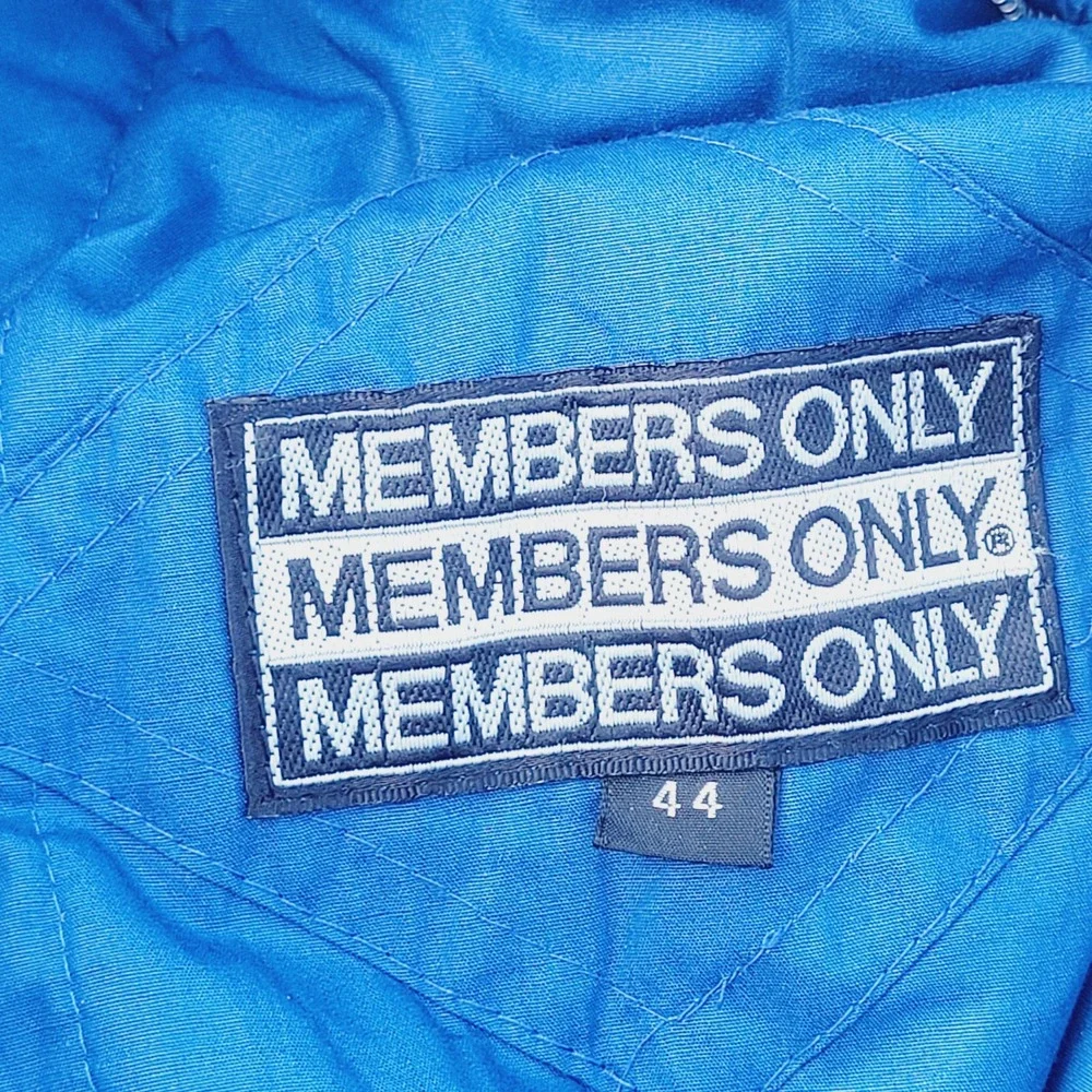 Members Only Vintage Bomber Jacket Mens Size 44 Blue Windbreaker Racer Coat J89